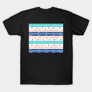 Coral Blue Teal hand drawn pattern tribal T-Shirt